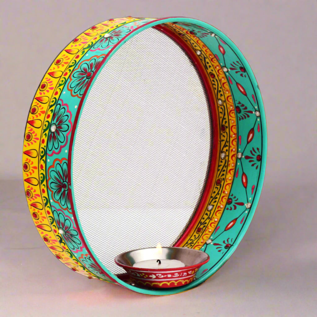 hand painted karwachauth pooja thali set